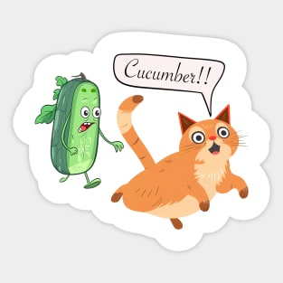 Cucumber and cat Sticker